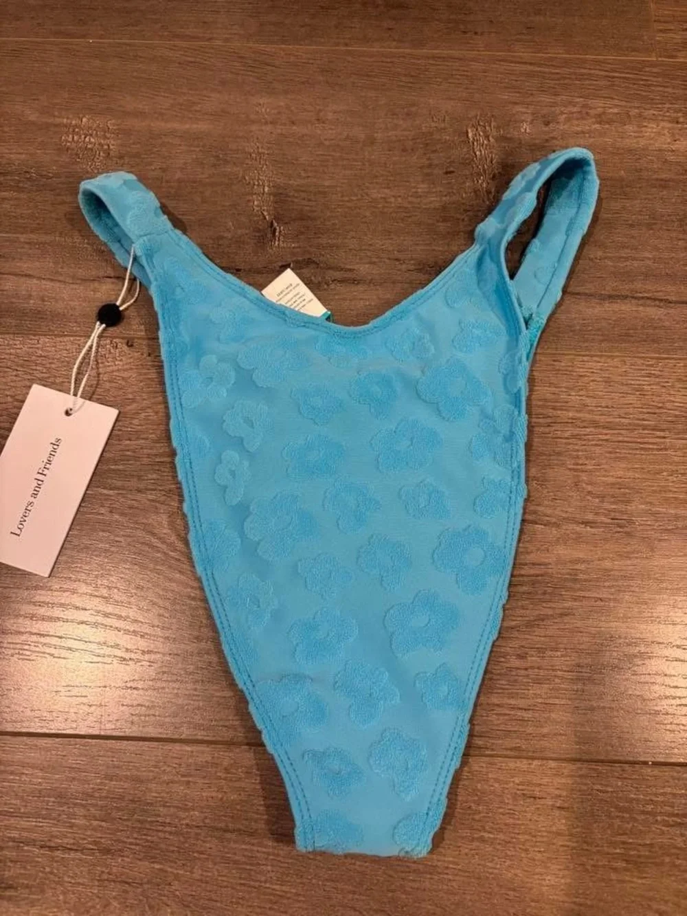 Lovers + Friends Blue Textured High-Cut Bikini Bottom - Picture 2 of 2